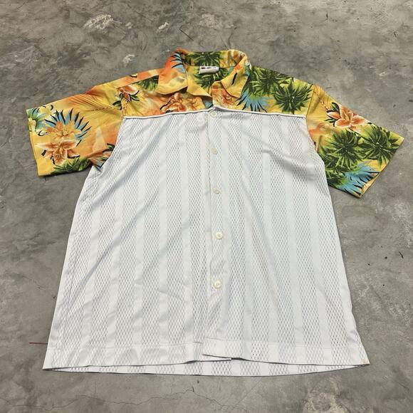 THIRD RAIL Shirt Men’s Medium Floral Hawaiian Beach S/S Button Up Vintage READ - Picture 1 of 9